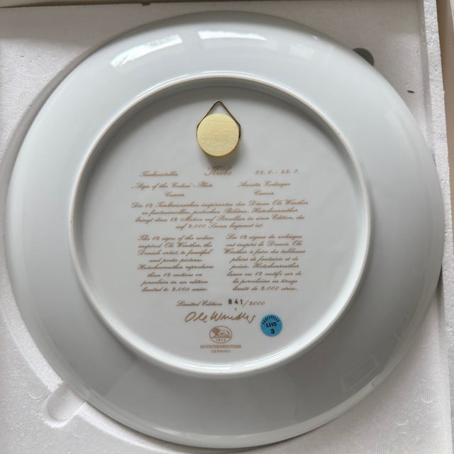 Modern Zodiac Sign Plate Cancer in Porcelain by Ole Winther for Hutschenreuther, 1979 For Sale - Image 3 of 7