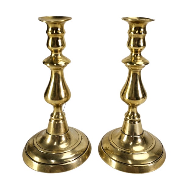 English English Brass Candlesticks Assemblage - Set of 5 For Sale - Image 3 of 11
