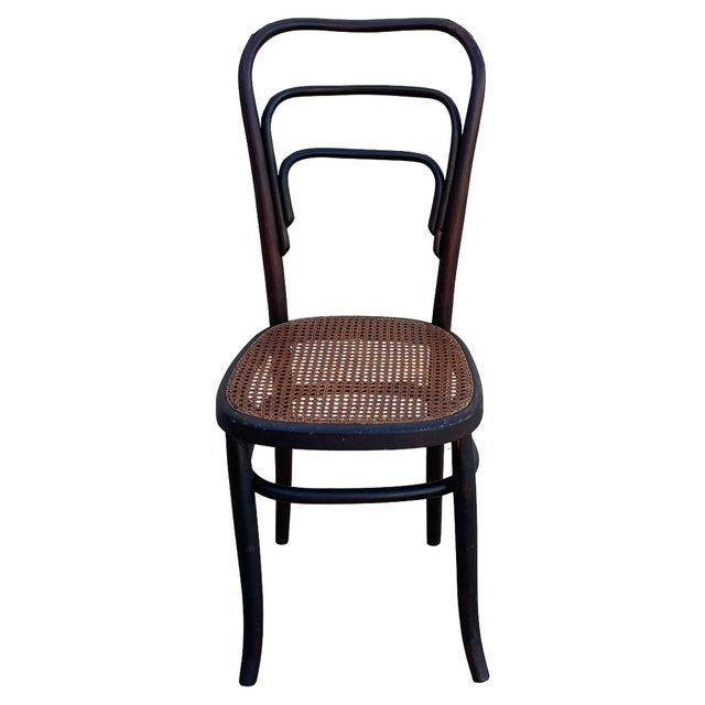Early 1920s Modernist Bent Oak & Cane Chair No. 144 Attributed to Thonet For Sale - Image 4 of 6