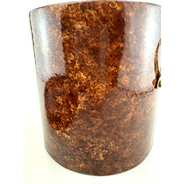 1960s Mid-Century Faux Tortoiseshell Ice Bucket and Tray Set For Sale - Image 4 of 15