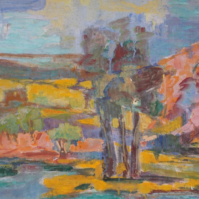 - 25.25"h, 31.25"w, 2.25"d (framed) - Oil on canvas, wooden frame - Condition: Excellent