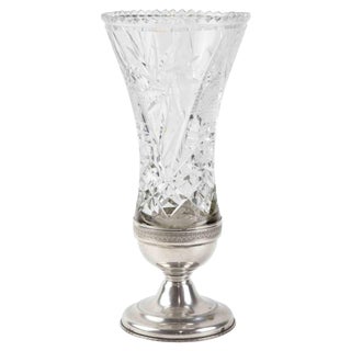Vintage Silver and Crystal Vase, Italy, Mid-20th Century For Sale