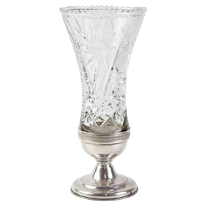 Vintage Silver and Crystal Vase, Italy, Mid-20th Century