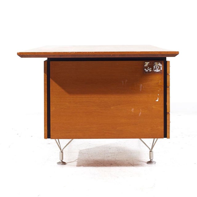 Poubelle Vintage Stow & Davis Noyer Et Aluminium - Milieu De Siècle - Restaurée
