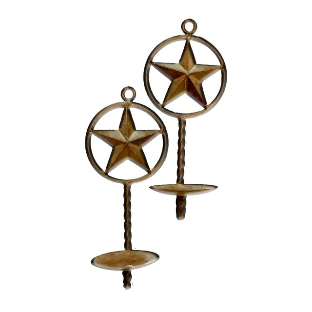 Contemporary Lone Star Western Themed Rustic Iron Candle Sconces