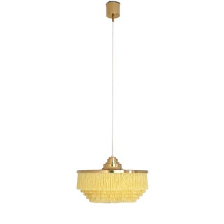 T-603 Fringe Pendant Light in Brass and Silk by Hans-Agne Jakobsson for Hans-Agne Jakobsson AB Markaryd, Sweden, 1960s For Sale