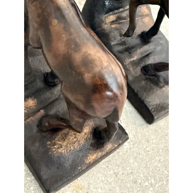 Vintage 'Ralph Lauren Style' Sculptural Bronze-Clad Cast Iron Elk, Stag, Deer With Antlers Bookends- A Pair For Sale In San Antonio - Image 6 of 12