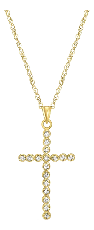 Half Carat Diamond Cross Necklace 14K Yellow Gold