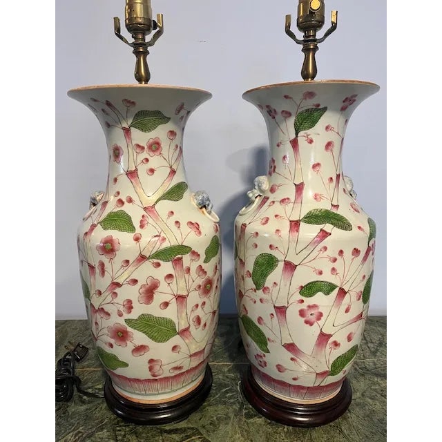 Pair of Late 19th Century Chinese Porcelain & Enameled Lamps For Sale - Image 11 of 12