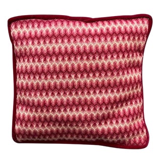 Burgundy/Cream Geometric Stripe Needlepoint Pillow For Sale