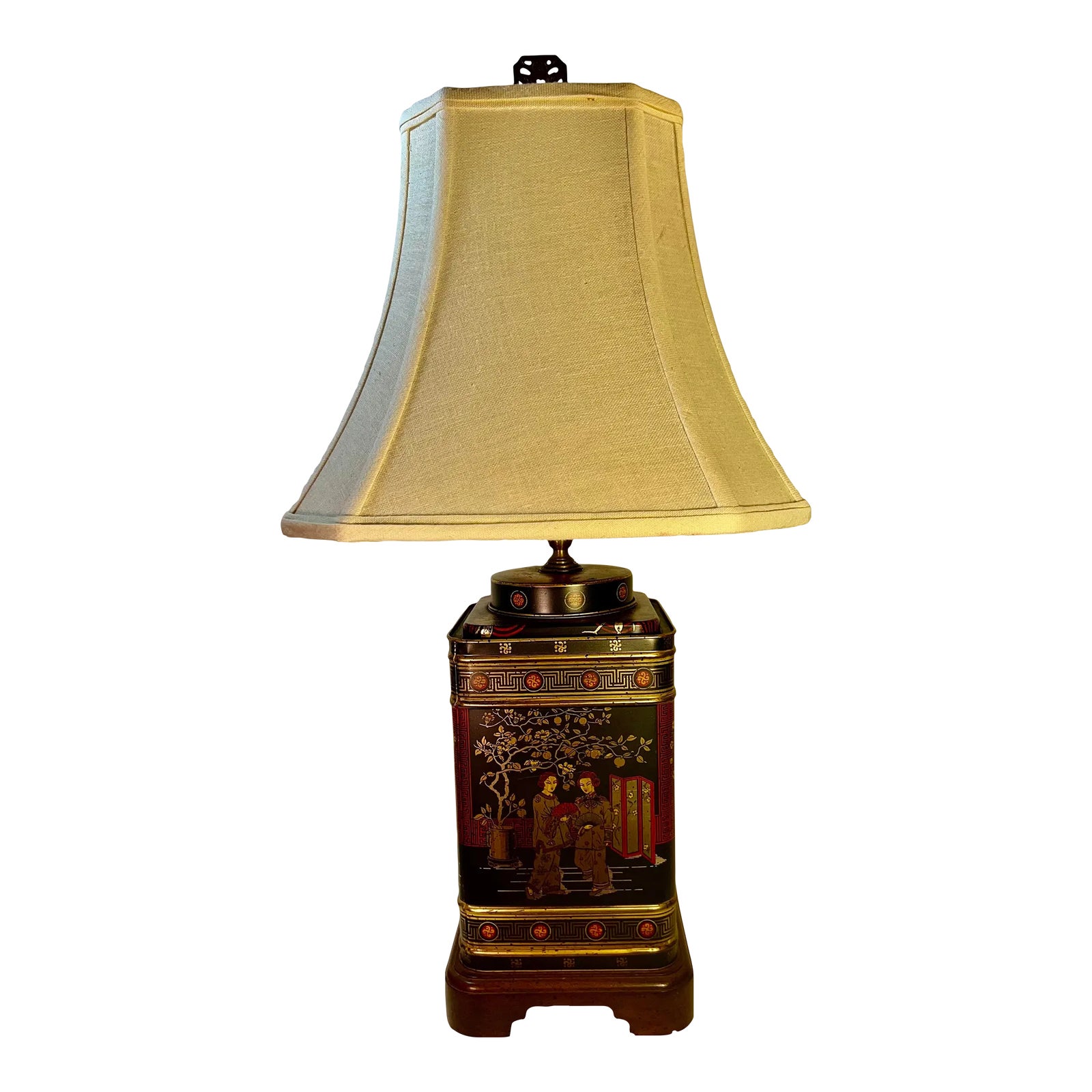 Vintage Chinoiserie Wildwood Company Tea Canister Lamp With Shade