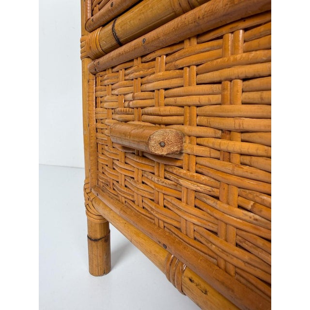 Mid-Century Italian Bedside Chest in Woven Cane, Rattan and Bamboo, 1960s For Sale - Image 16 of 18