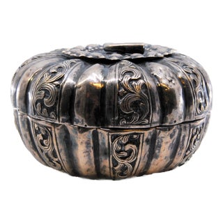 Silver Rosary Box in the Shape of a Fruit with Removable Lid For Sale