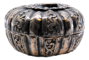 Silver Rosary Box in the Shape of a Fruit with Removable Lid