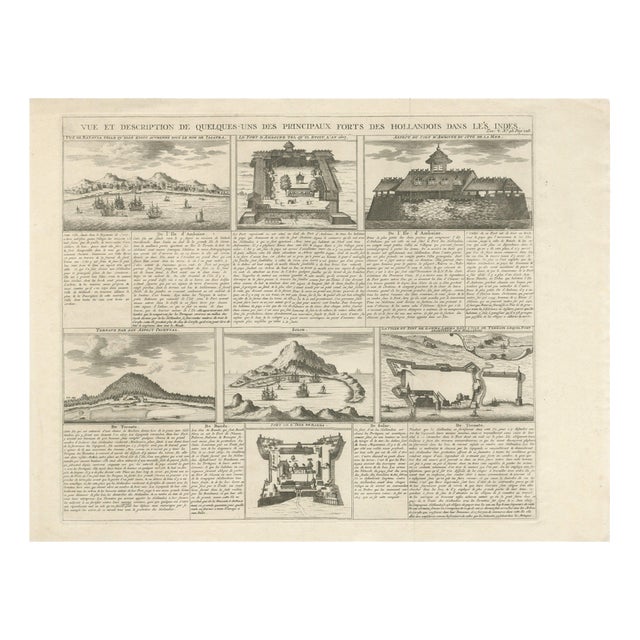 Antique Dutch East Indies Forts Engraving from Voc Batavia, 1719 For Sale