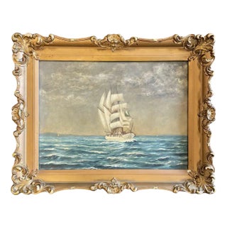 Sailship in the Sea, 1800s, Framed For Sale