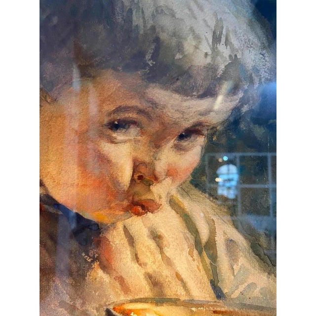 Paper Heinrich Rettig, Young Boy with Carafe, Watercolor on Paper For Sale - Image 7 of 8