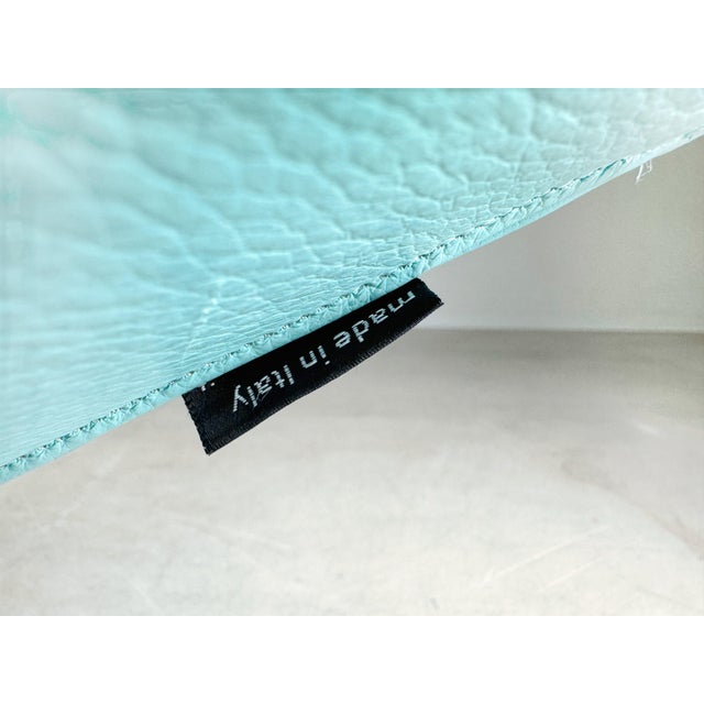 Blue Moroso Swivel Leather Armchair in Blue Turquoise from Patricia Urquiola Swivel For Sale - Image 8 of 12