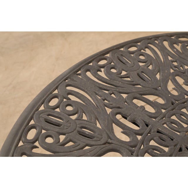 2000 - 2009 Hanamint Outdoor Round Cast Aluminum Dining Table and Chair Set For Sale - Image 5 of 18