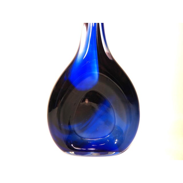 Italian Blue Handmade Glass Vase by Lino, 1980s For Sale - Image 4 of 10