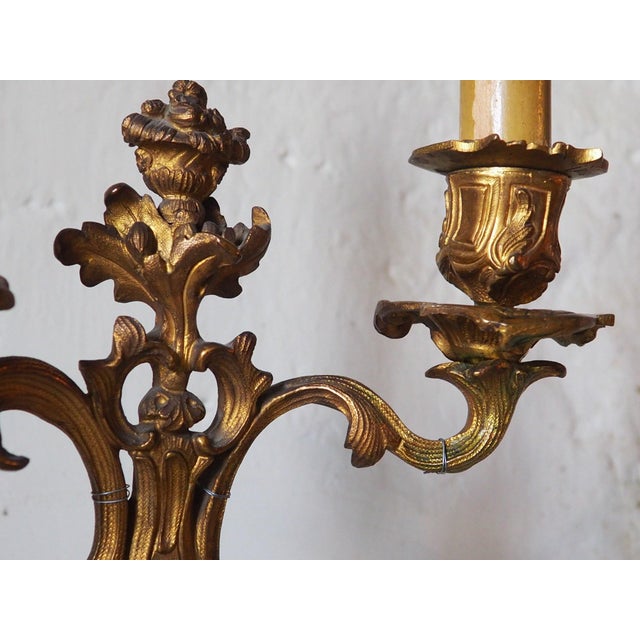Antique Victorian Rococo Revival French Bronze Harpist Candelabra Table Lamp, 1870s For Sale - Image 15 of 18