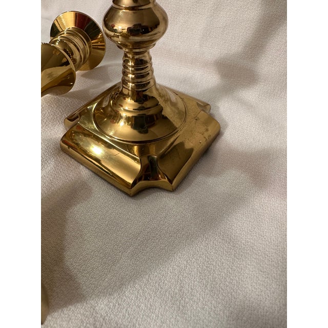 1970s Solid Brass Candlesticks Made in Portugal Valsan Heirloom Collection 1970’s -a Pair For Sale - Image 5 of 8