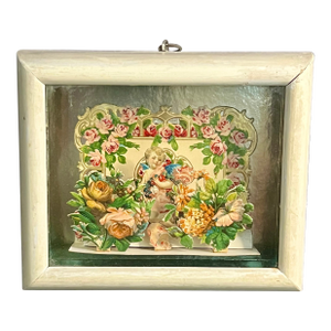 Late 19th Century Vintage Victorian 3d Valentine in Shadow Box Frame