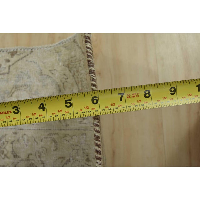 Tabriz Rug 7’5” X 10’8” Beige Wool Vintage Distressed Hand-Knotted Carpet For Sale - Image 13 of 15
