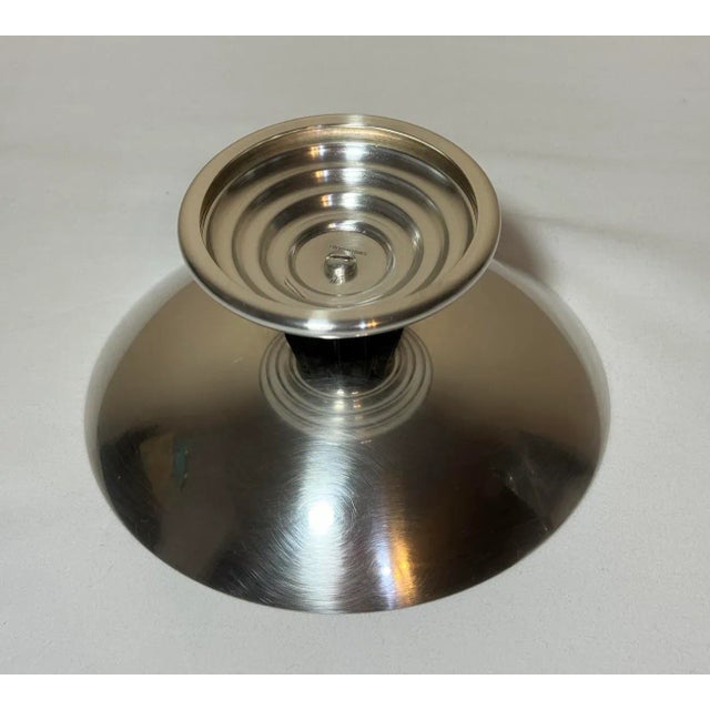 Silver 1930s Jean Puiforcat France Art Deco Silverplate Pedestal Bowl Dish For Sale - Image 8 of 10