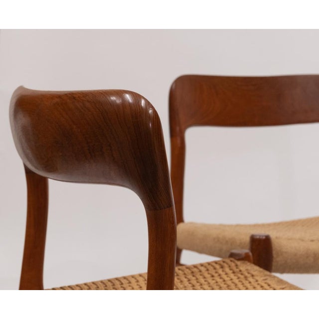 1960s Teak and Cord Model 75 Dining Chairs by Niels Møller J.L. Møllers, 1960s, Set of 4 For Sale - Image 5 of 18