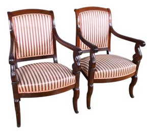 Restoration Mahogany Armchairs, Early 19th Century, Set of 2