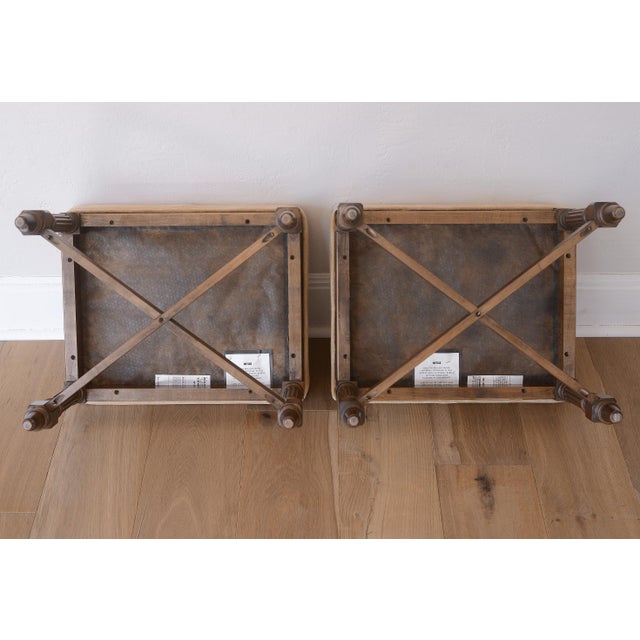 Vintage French Louis XVI Style Upholstered Ottomans - A Pair For Sale - Image 13 of 14