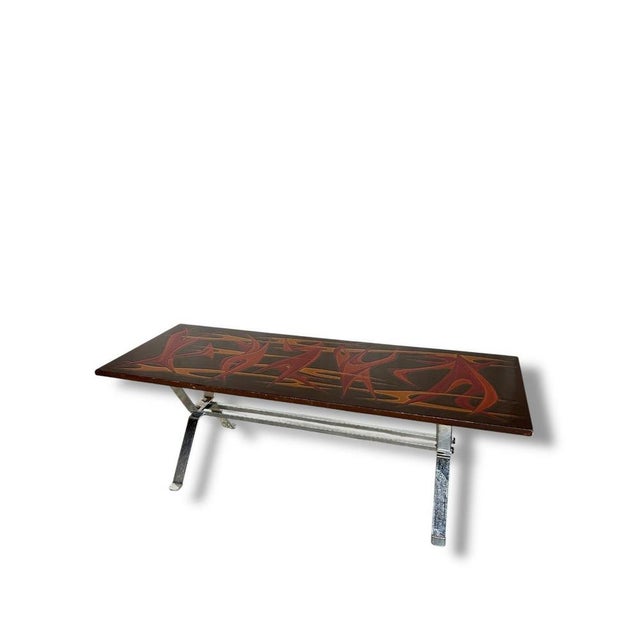 Mid-Century Modern Space Age Flames Tabletop and Chrome Coffee Table For Sale - Image 10 of 15