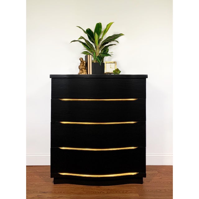 Mid Century Modern Black Dresser With 24k Gold Accents Chairish