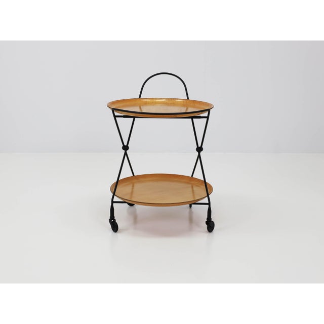 Foldable Serving Table with Detachable Trays by Paul Nagel for Jie Gantofta, Sweden, 1960 For Sale - Image 4 of 11