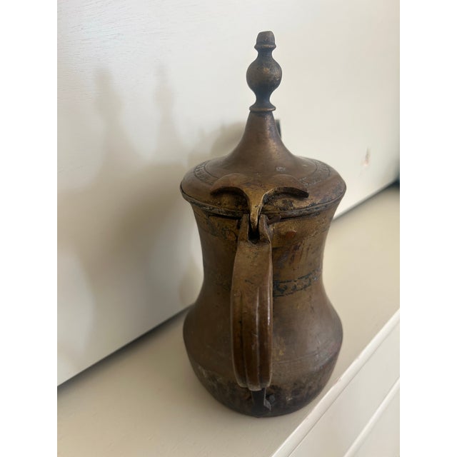 Antique 19th Century Middle Eastern Dallah Arabic Brass Coffee Pot For Sale - Image 9 of 11