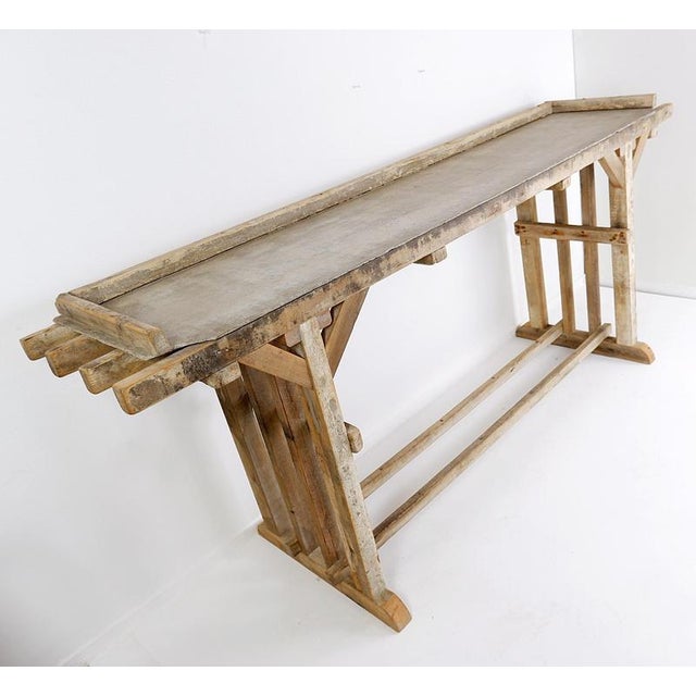 Large Brutalist Console Table with Patina Wood For Sale - Image 14 of 16