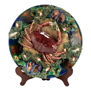 Antique English Majolica Plate With Crab by Minton
