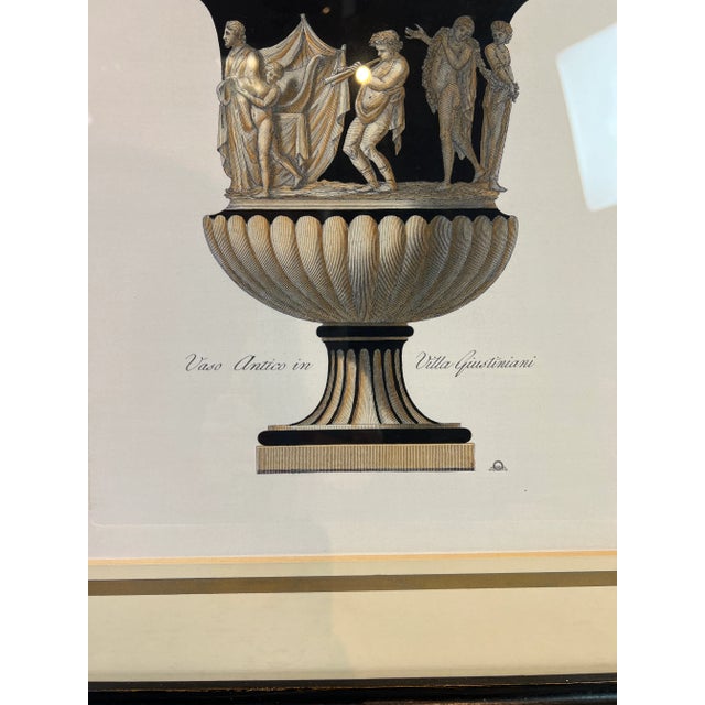 Cream 1990s "Vaso Antico Villa Giustiniani" Italian Hand Etched Engraving, Framed For Sale - Image 8 of 13