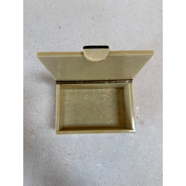 Vintage Faux Marble Lucite Trinket Box With Decorative Stone Accent For Sale In Los Angeles - Image 6 of 8