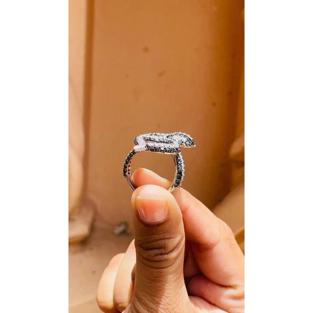 18k Gold Serpent Ring Size 7 With 3.8 Carats Natural Diamond Accents by VRJewels For Sale - Image 9 of 17