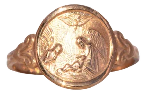 The Protector: Guardian Angel Protect Us Ring in Yellow Gold