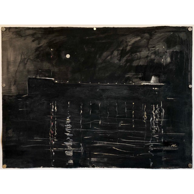 Harold Cohn , 2 Sided Expressionist Detroit Modernist Painting Female Nude, Night Cruise Ship, c.1950's For Sale - Image 4 of 7