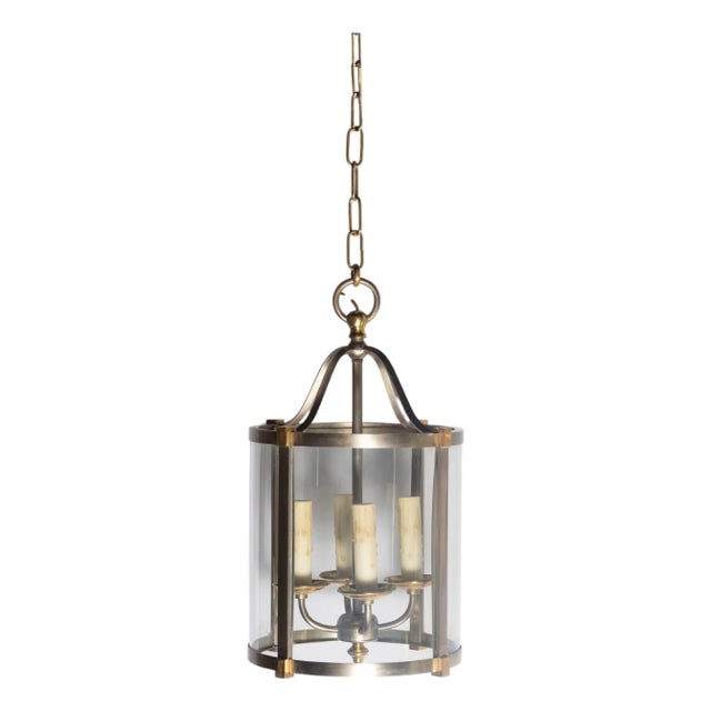 Sophisticated 20th Century French Brass and Nickel Lantern For Sale