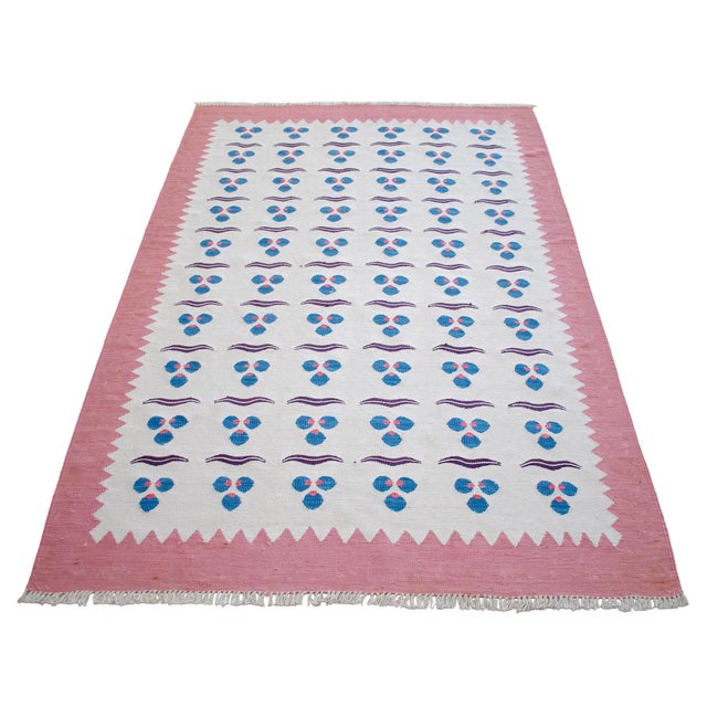 2020s Turkish Silk Rug Kilim Hand Woven Chintemani Motif Oushak Area Rug - 4′2″ × 6′4″ For Sale - Image 5 of 12