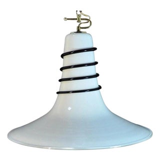 Vintage Mid Century Modern Murano Blown Glass Bell Pendant Chandelier Fixture For Sale