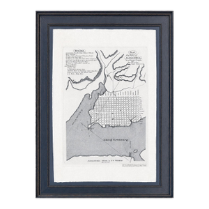 1940s Alexandria, Virginia Town Plan & Potomac River, Framed