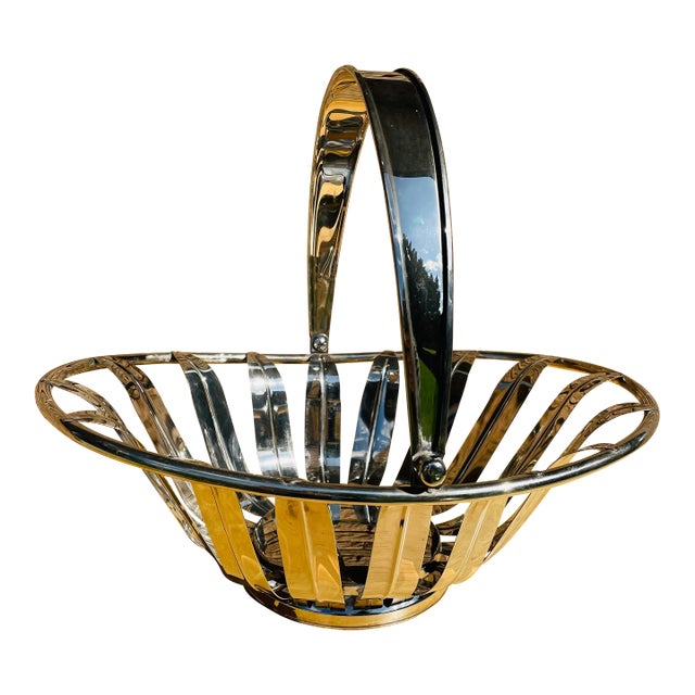 Vintage Mid Century Modern Silver Plated Fruit Basket For Sale