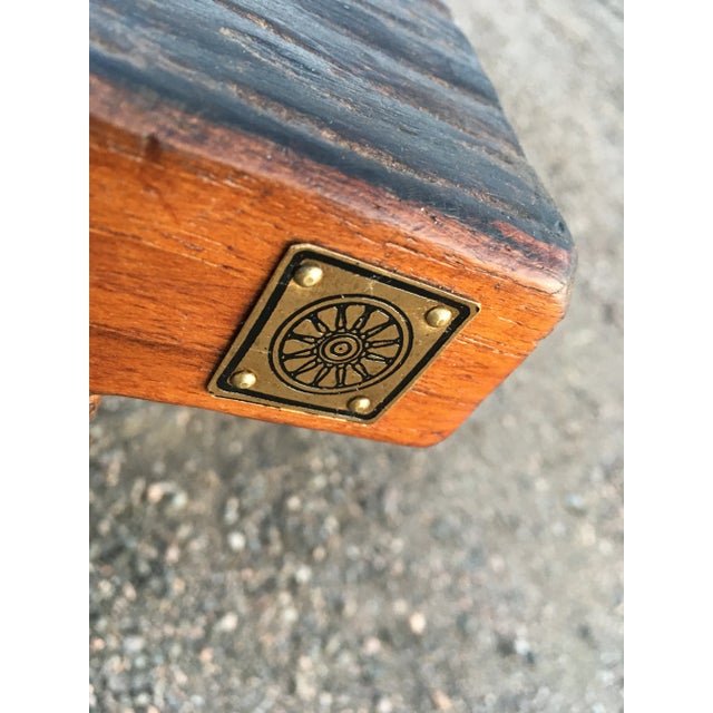 Reclaimed Teak Wood End Table From Antique Vessel For Sale - Image 11 of 13