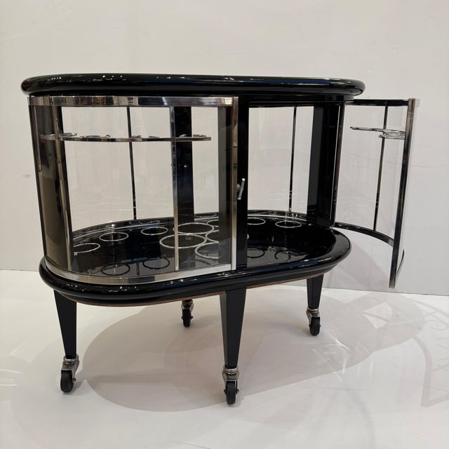 Mid-20th Century Modernist Ebonized Bar Cart For Sale - Image 13 of 16